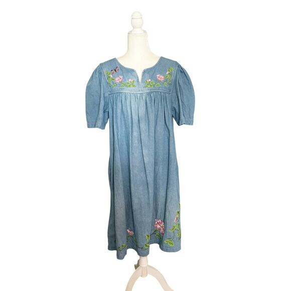 Vintage Bechamel Embroidered Denim Dress Medium - Picture 2 of 13